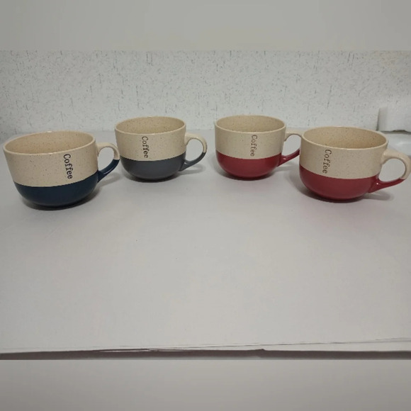 ELANYA Coffee Cup Mugs Set Of 4 Oversized Speckled - Picture 1 of 7